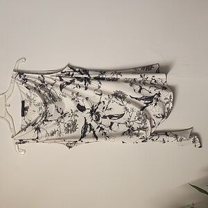 White House Black Market Black and White Floral Blouse